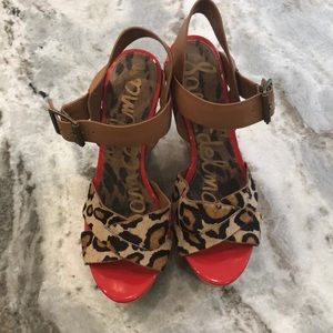 Sam Edelman leopard platform wedges, 8